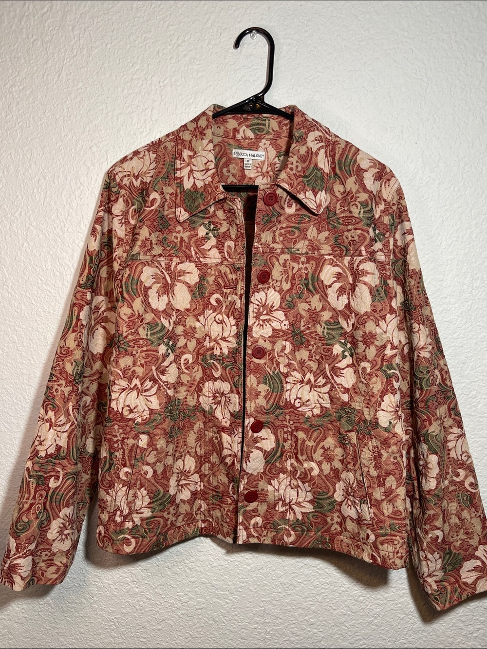 Rebecca Malone Floral Jacquard Jacket - Women’s Red & Cream M